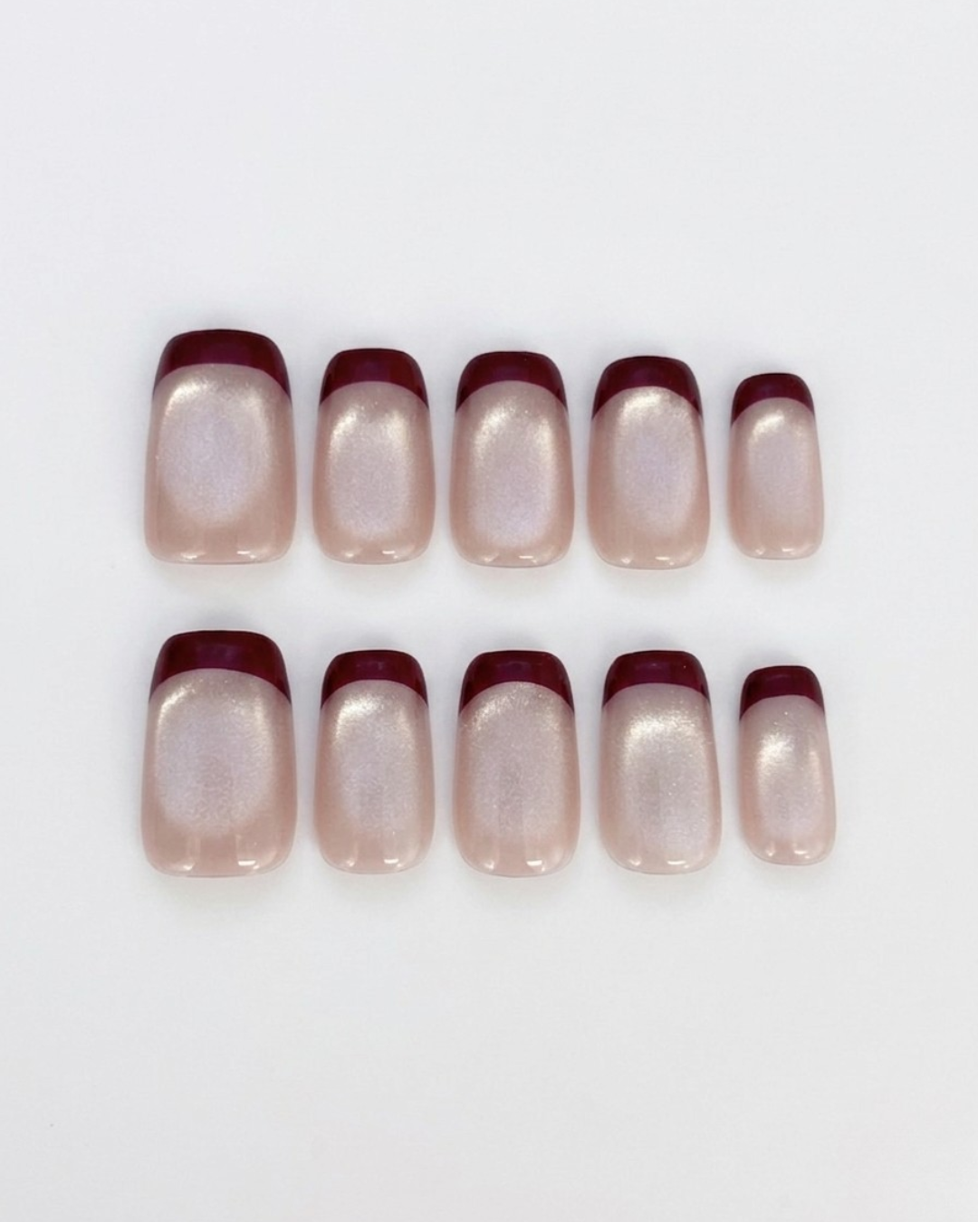 French, press-on nails, short squoval, soft gel, reusable