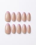 French, press-on nails, short almond, soft gel, reusable,
