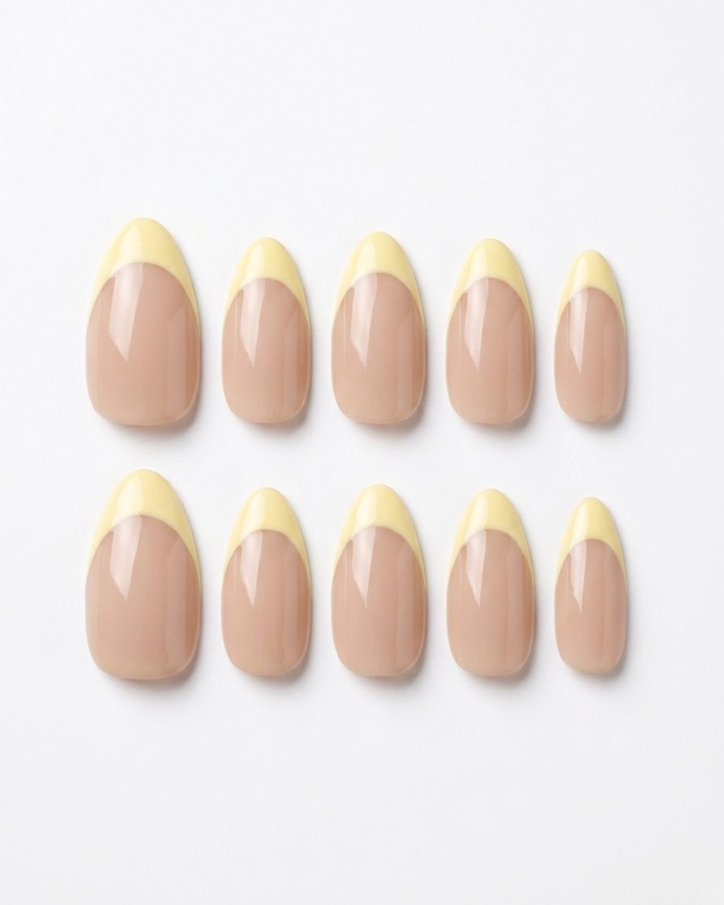 French, press-on nails, short almond, soft gel, reusable