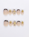 French, press-on nails, short round, soft gel, reusable, 3D