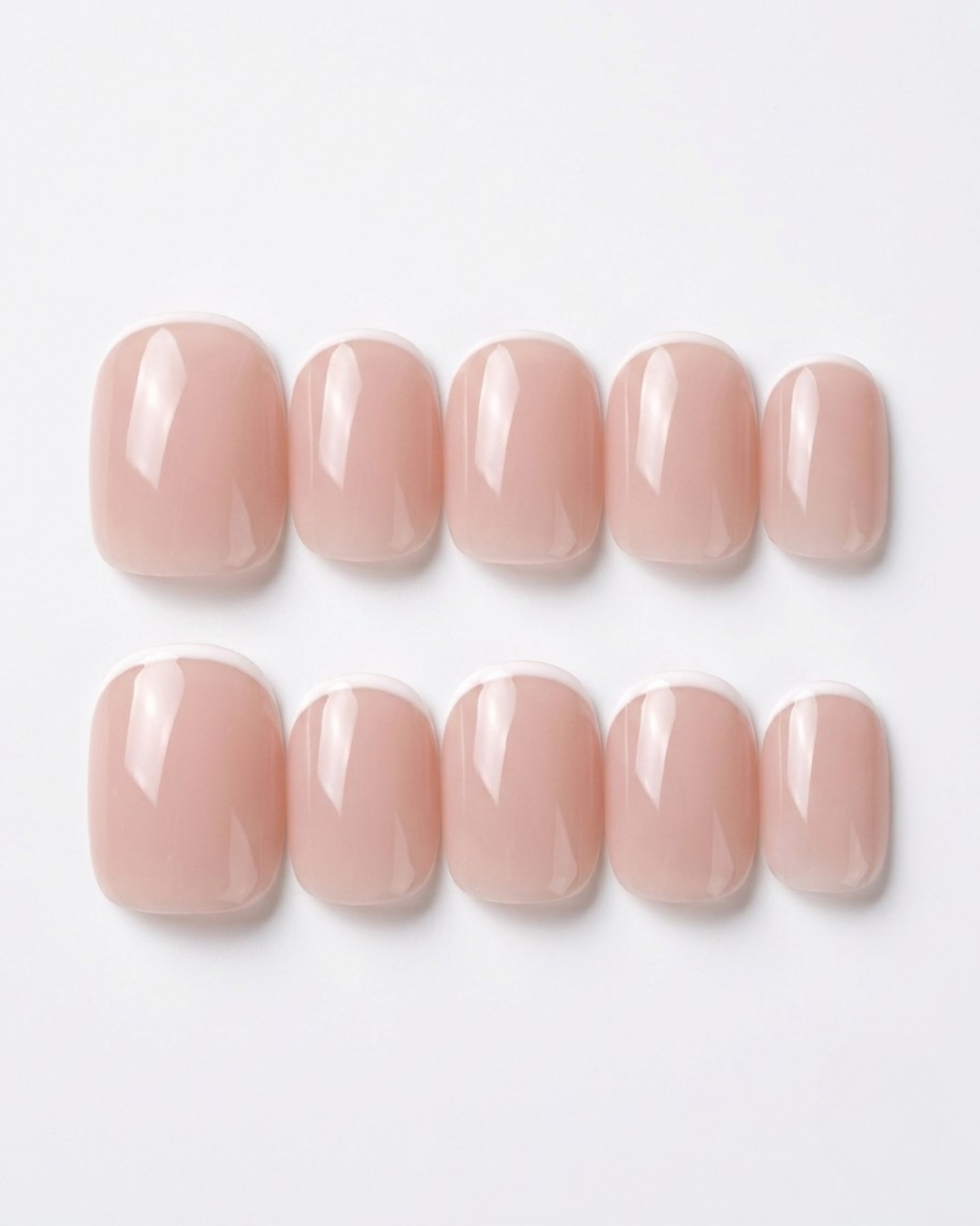 French, press-on nails, short squoval, soft gel, reusable