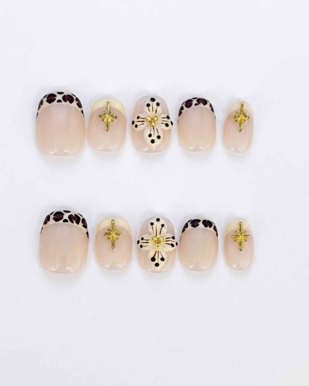 French, press-on nails, short rounded, soft gel, reusable, 3D