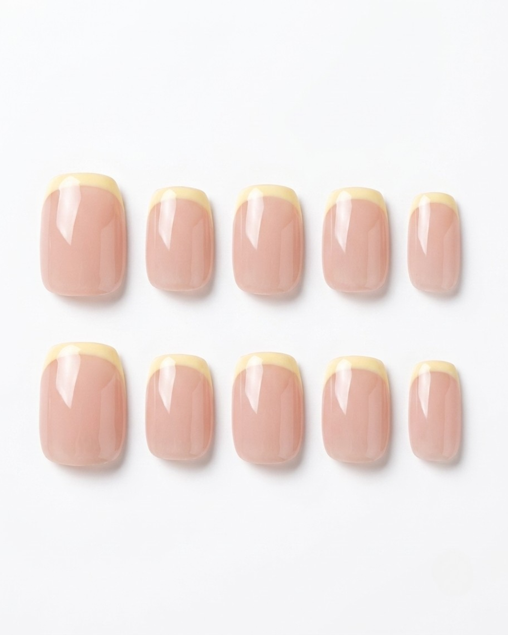 French, press-on nails, short squoval, soft gel, reusable