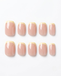 French, press-on nails, short squoval, soft gel, reusable