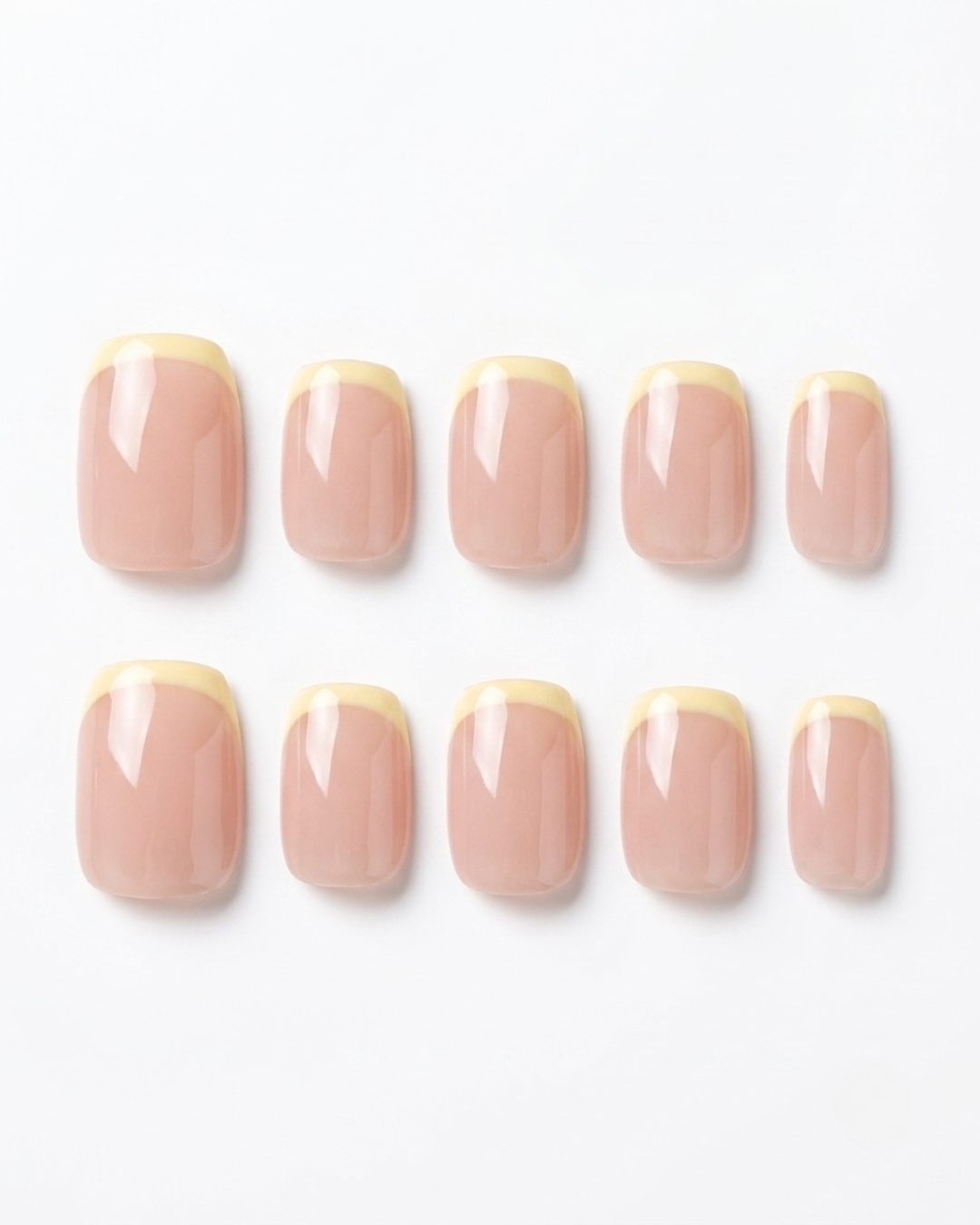 French, press-on nails, short squoval, soft gel, reusable