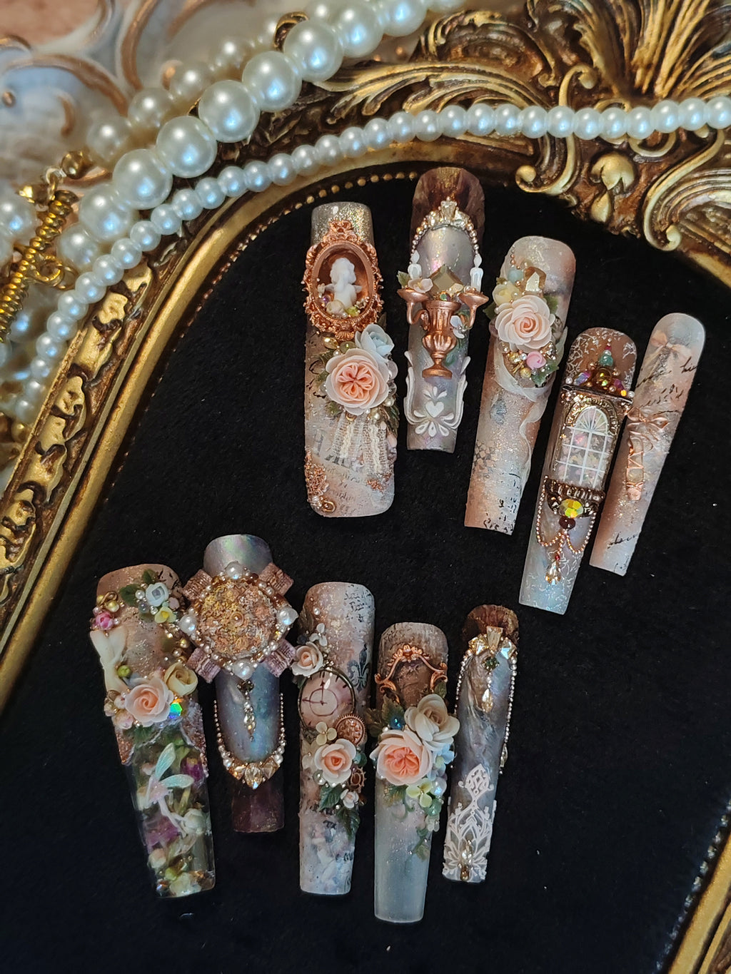 Press-on nails, long coffin, soft gel, reusable