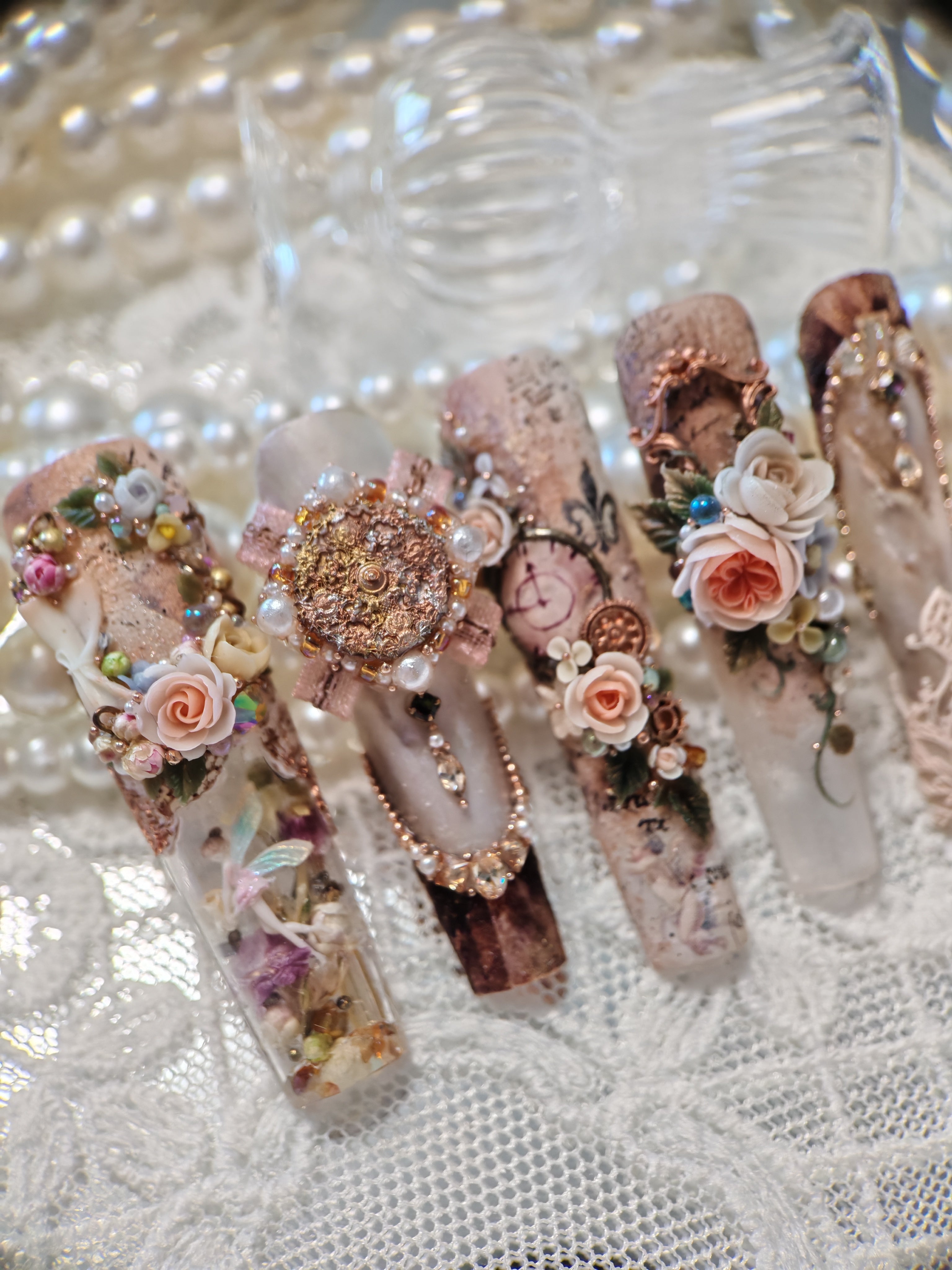 Press-on nails, long coffin, soft gel, reusable