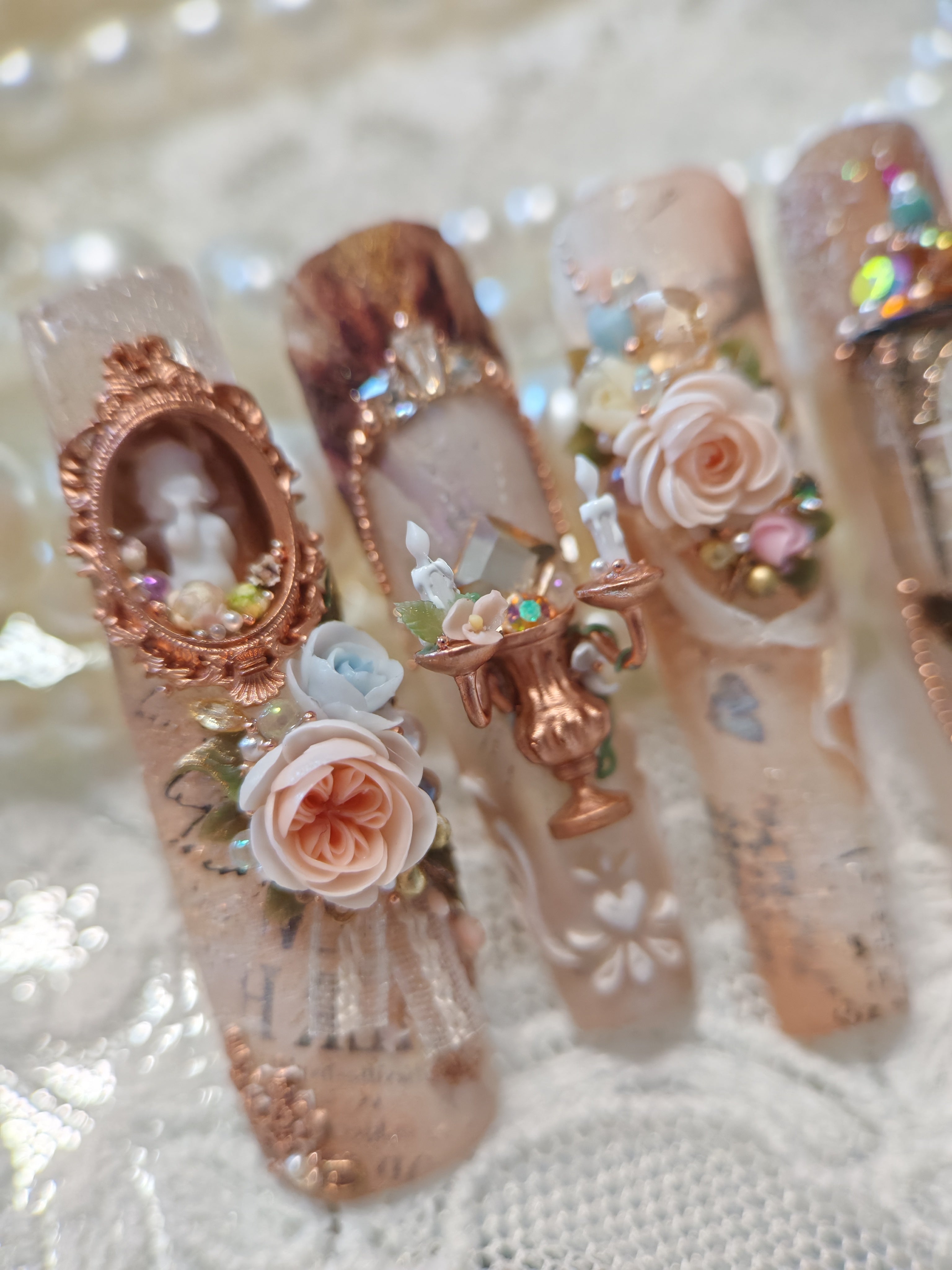 Press-on nails, long coffin, soft gel, reusable