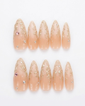 Press-on nails, long almond, soft gel, reusable, 3D