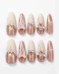 Press-on nails, long oval, soft gel, reusable, 3D