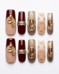 Press-on nails, long square, soft gel, reusable, 3D