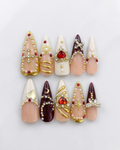 Press-on nails, long stiletto, soft gel, reusable, 3D
