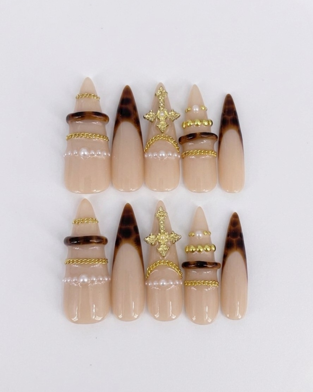 Press-on nails, medium almond, soft gel, reusable, 3D