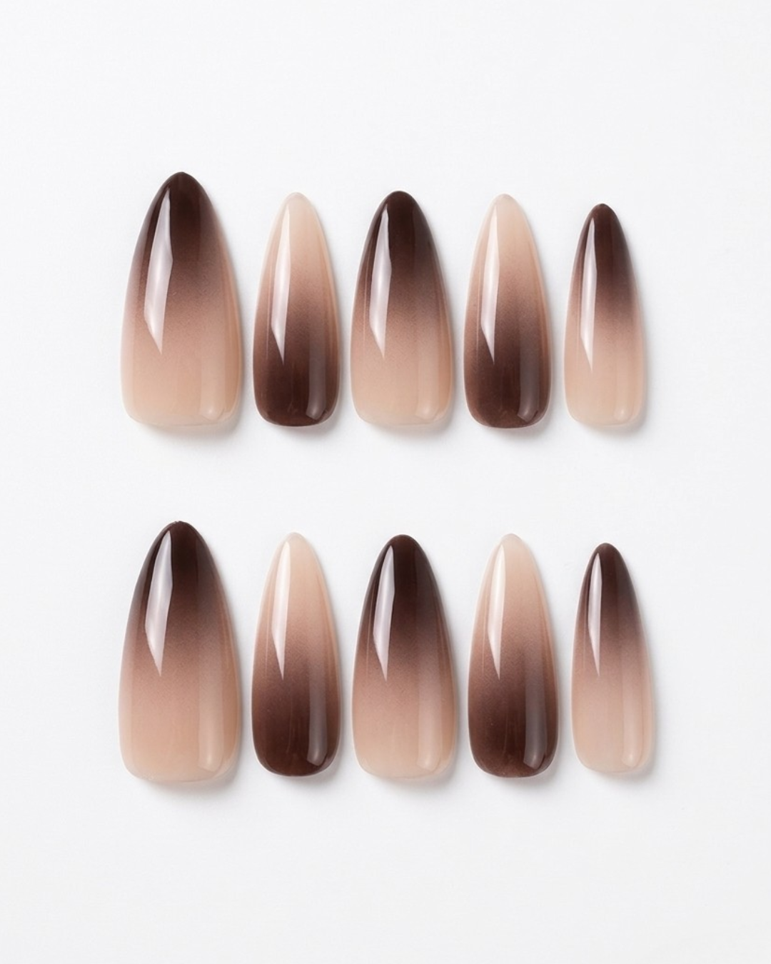Press-on nails, long almond, soft gel, reusable