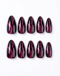 Magenta, cat-eye, press-on nails, medium almond, soft gel, reusable