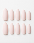 Milky pink, press-on nails, medium almond, soft gel, reusable