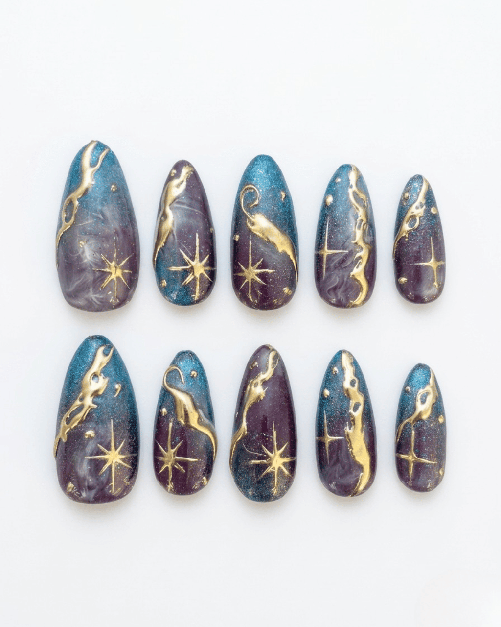 Press-on nails, medium almond, soft gel, reusable, 3D