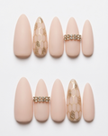 Baby pink, press-on nails, long almond, soft gel, reusable, 3D