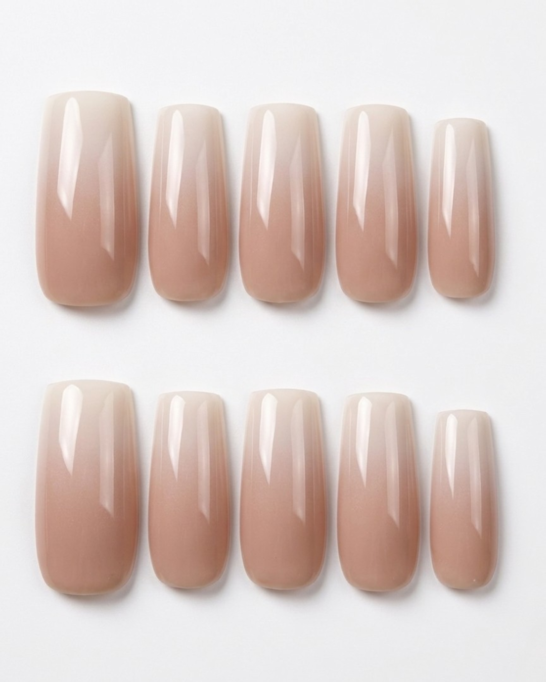 Press-on nails, medium-long square, soft gel, reusable