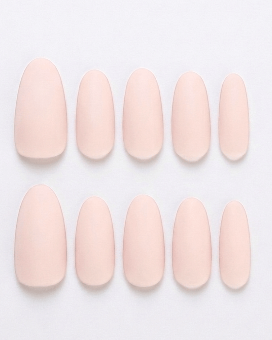 Baby pink, press-on nails, medium almond, soft gel, reusable