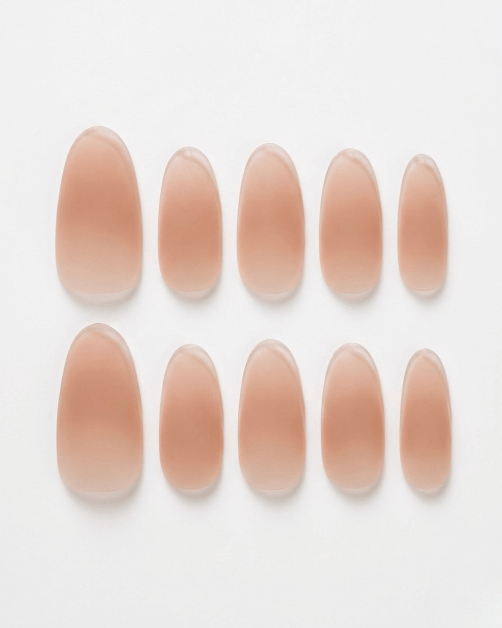 Nude, press-on nails, medium oval, soft gel, reusable