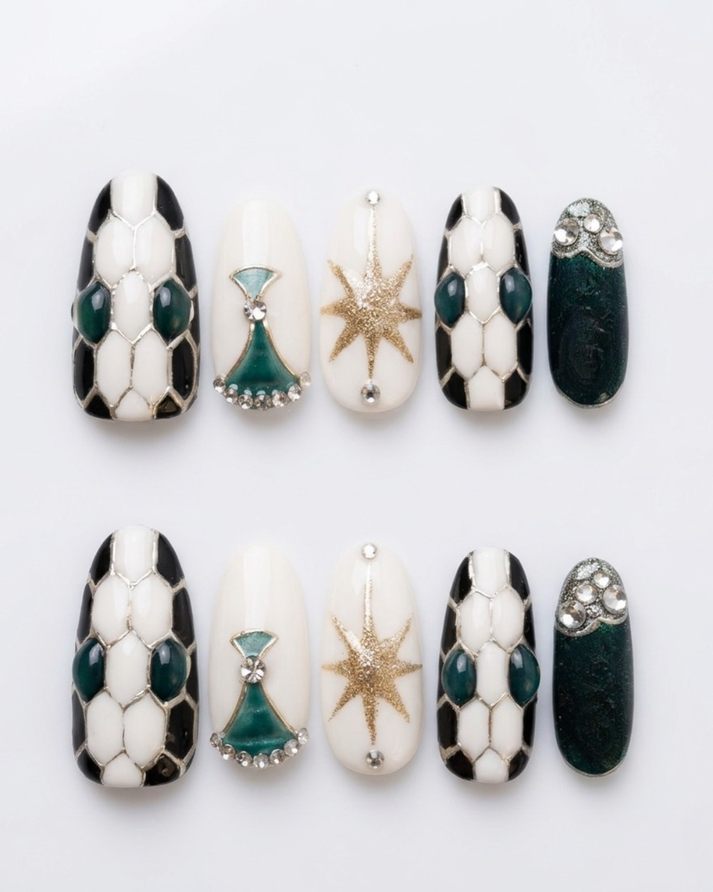 Press-on nails, medium almond, soft gel, reusable, 3D