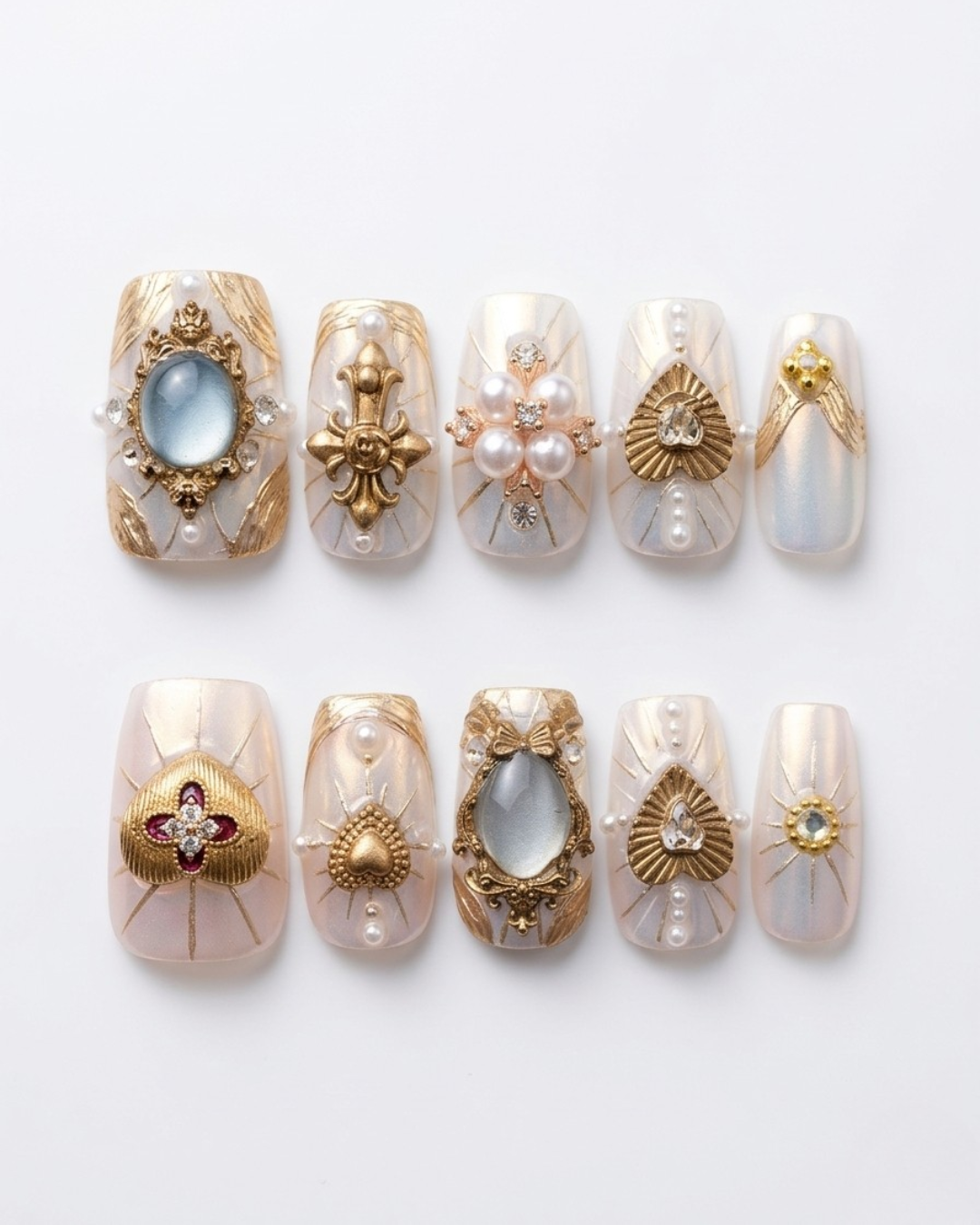 Press-on nails, medium squoval, soft gel, reusable, 3D