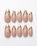 French, press-on nails, medium almond, soft gel, reusable, 3D