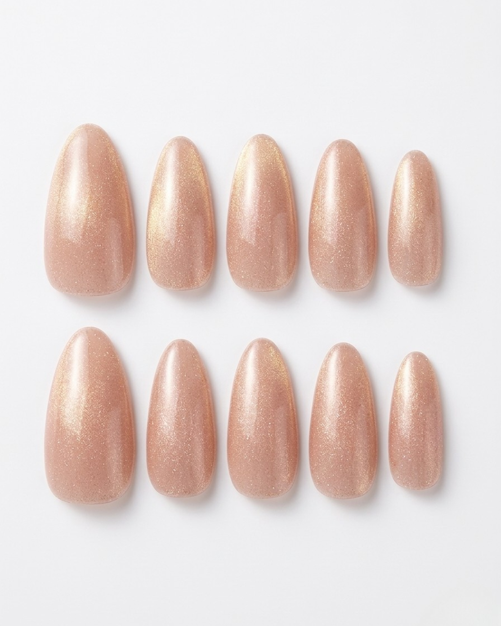 Nude pink, cat-eye, press-on nails, medium almond, soft gel, reusable, 3D