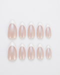 Pearl, French, press-on nails, medium almond, soft gel, reusable