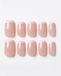 French, press-on nails, short squoval, soft gel, reusable