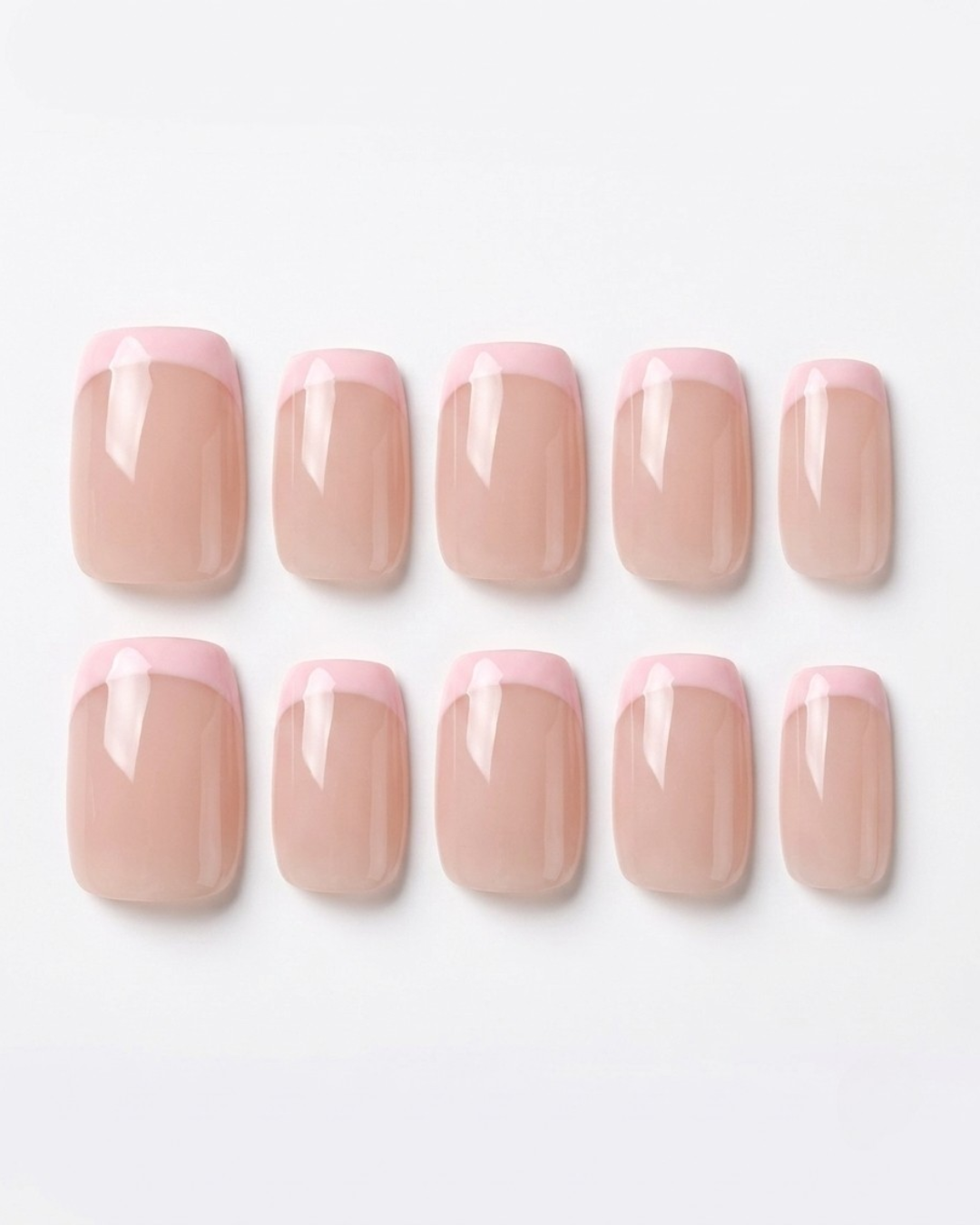 French, press-on nails, short squoval, soft gel, reusable