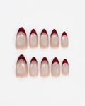 French, press-on nails, medium almond, soft gel, reusable