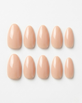 Nude, press-on nails, short almond, soft gel, reusable