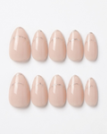 Milky nude, press-on nails, short almond, soft gel, reusable