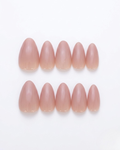 Pink, press-on nails, short almond, soft gel, reusable