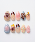 Press-on nails, short almond, soft gel, reusable, 3D