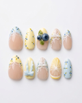 Press-on nails, short almond, soft gel, reusable, 3D