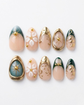Press-on nails, short almond, soft gel, reusable, 3D