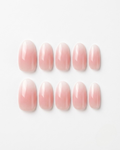 Pink baby boomer, press-on nails, short oval, soft gel, reusable