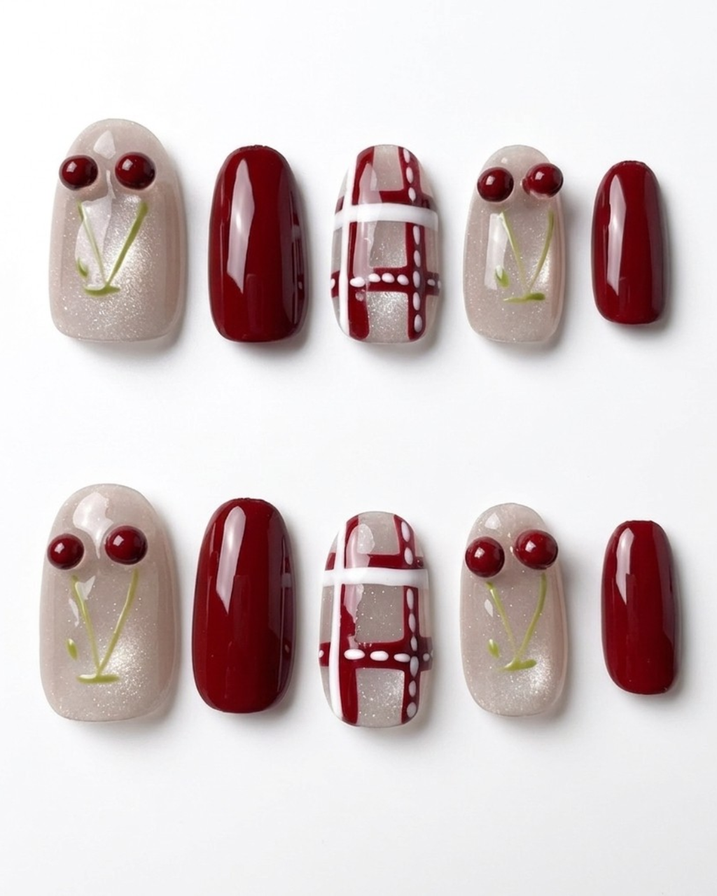 Press-on nails, short oval, soft gel, reusable, 3D