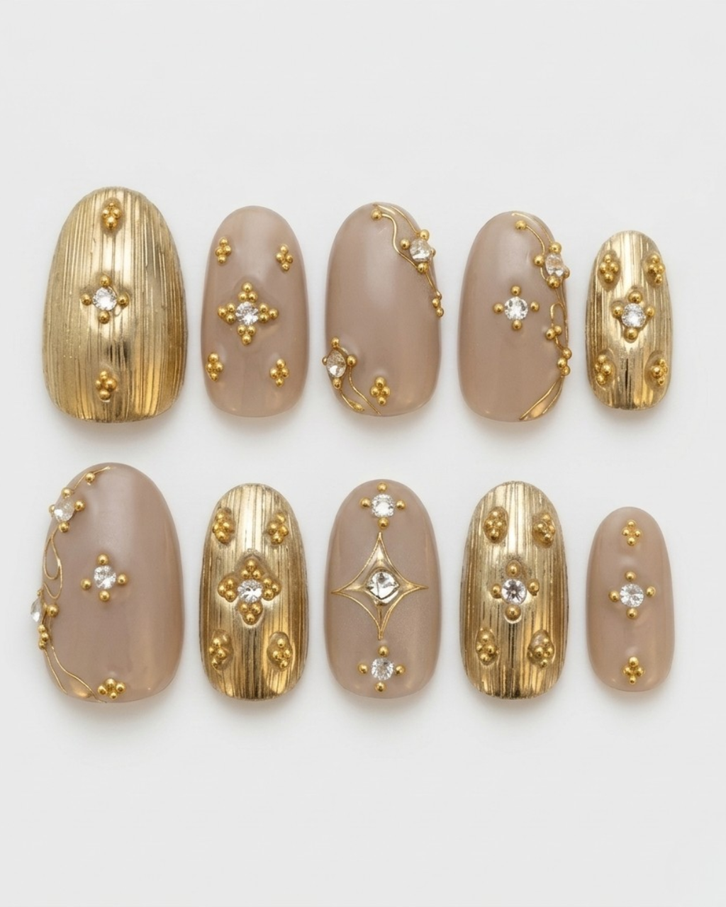 Press-on nails, short oval, soft gel, reusable, 3D