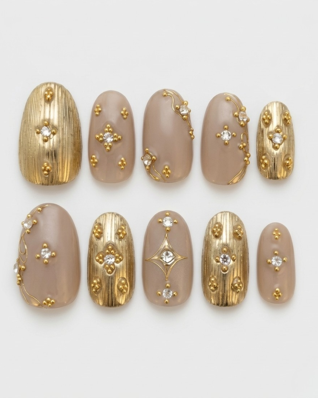 Press-on nails, short oval, soft gel, reusable, 3D