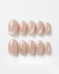 Milky Mauve,, press-on nails, short oval, soft gel, reusable