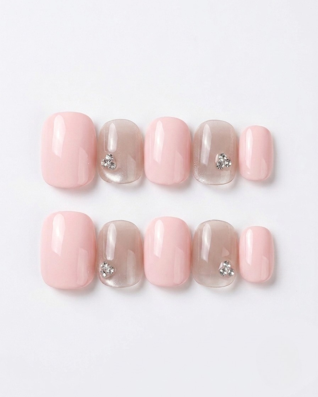 Press-on nails, short round, soft gel, reusable