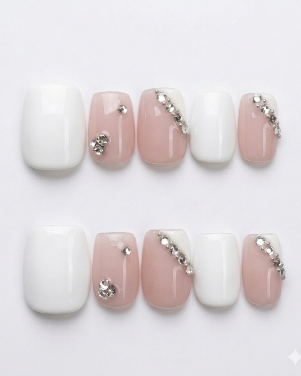 Press-on nails, short square, soft gel, reusable