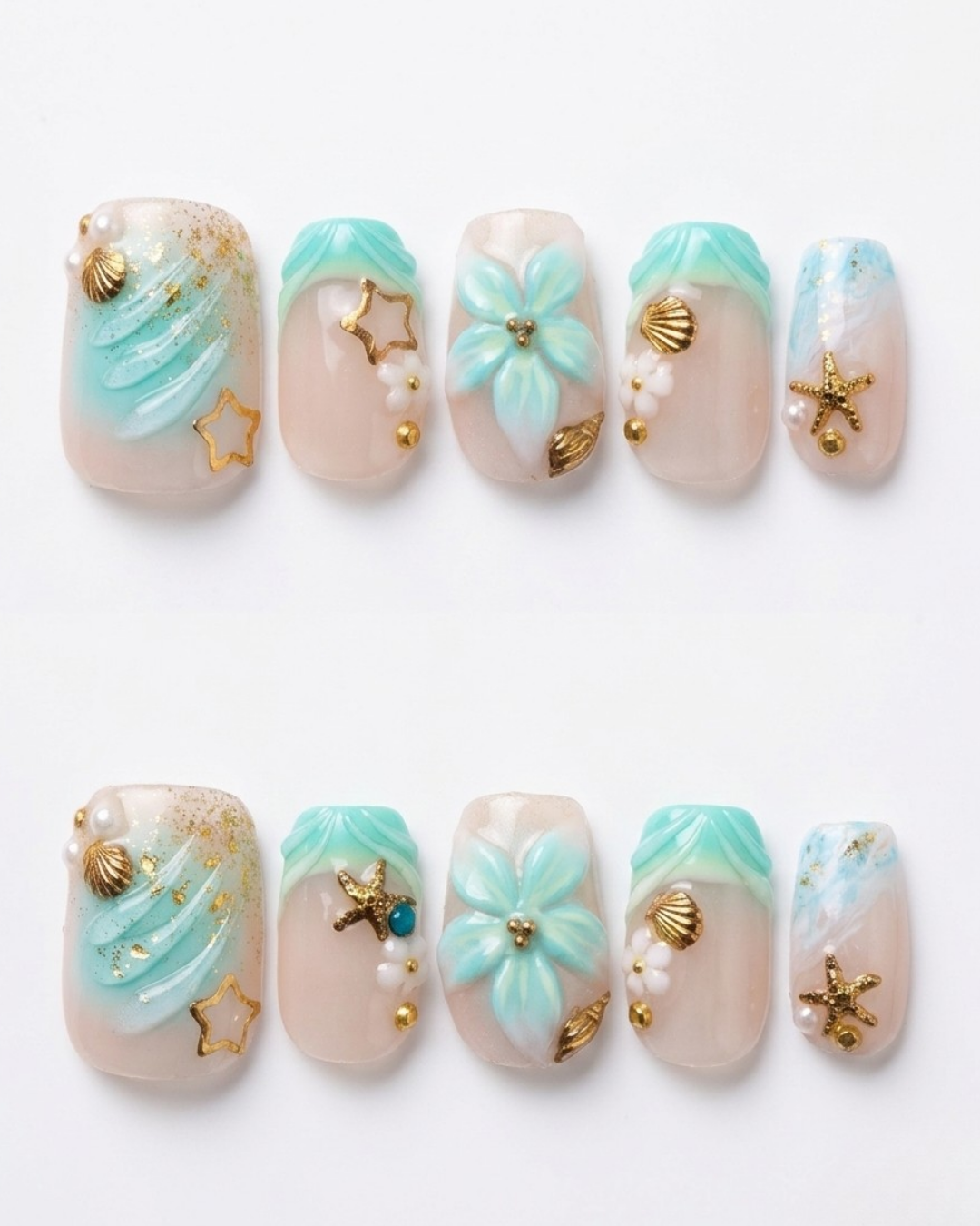 Press-on nails, short square, soft gel, reusable, 3D