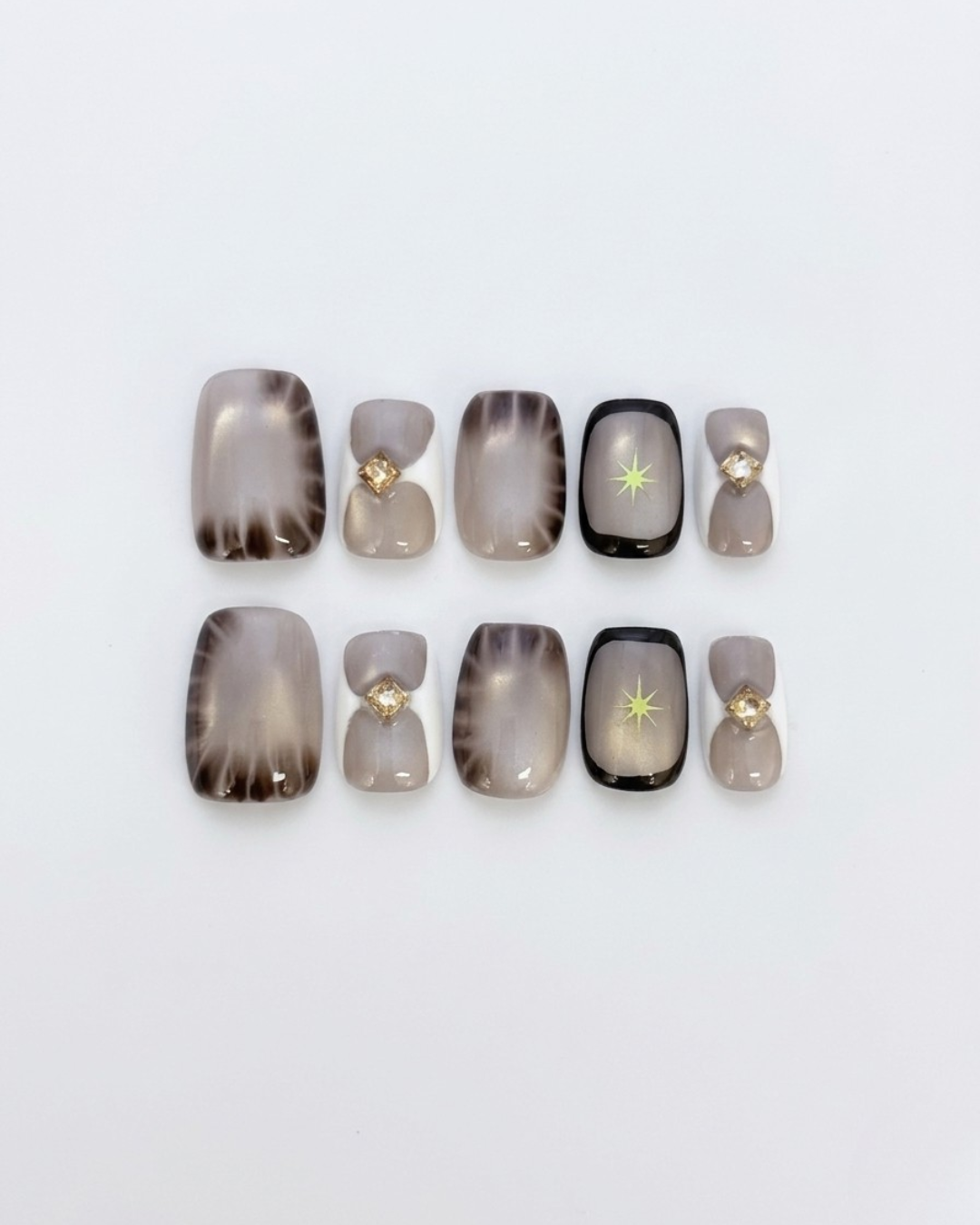 Press-on nails, medium almond, soft gel, reusable