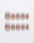 Mauve, press-on nails, short squoval, soft gel, reusable