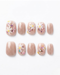 Rose taupe, press-on nails, short squoval, soft gel, reusable, 3D